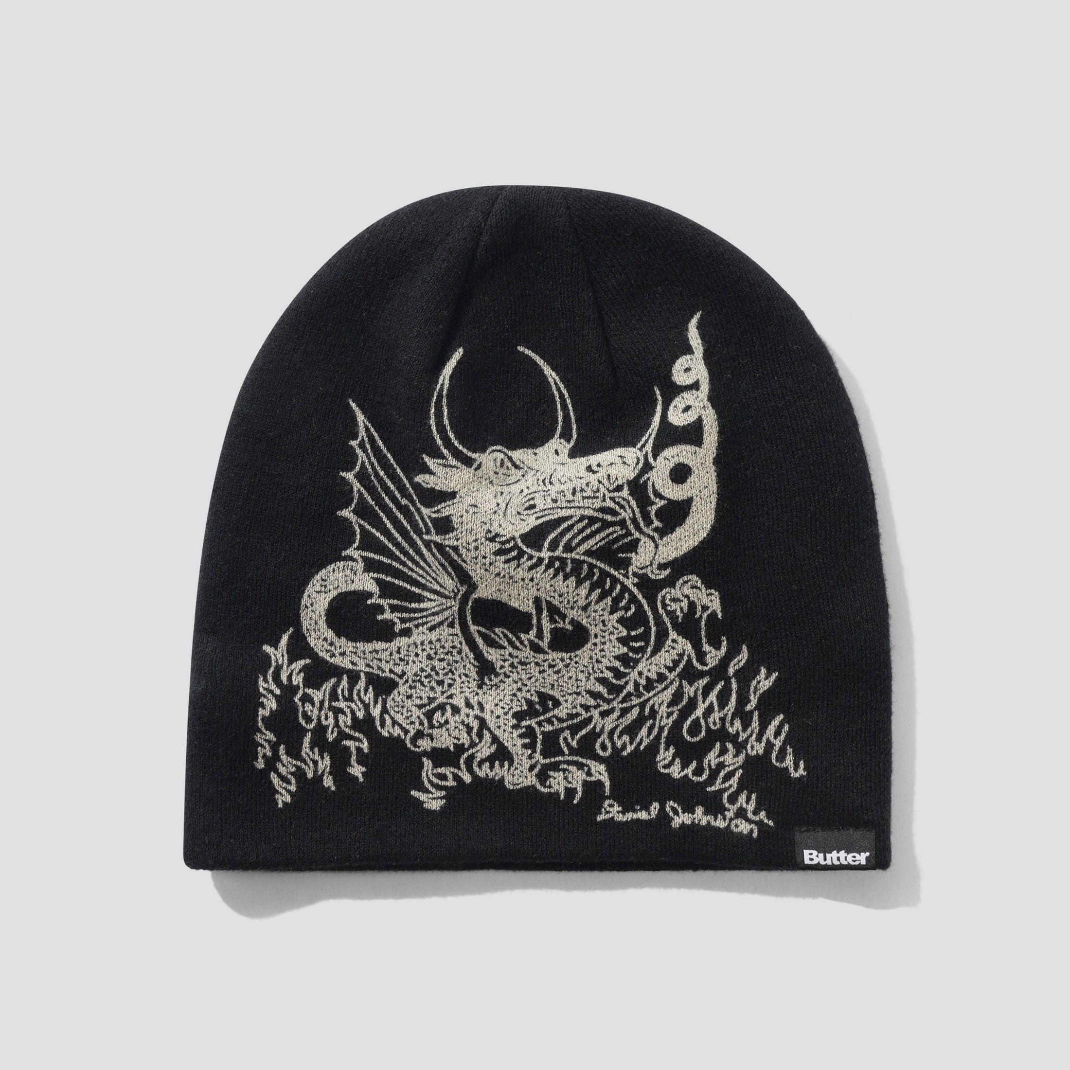 Butter x Daniel Johnston Dragon Skully Beanie Black