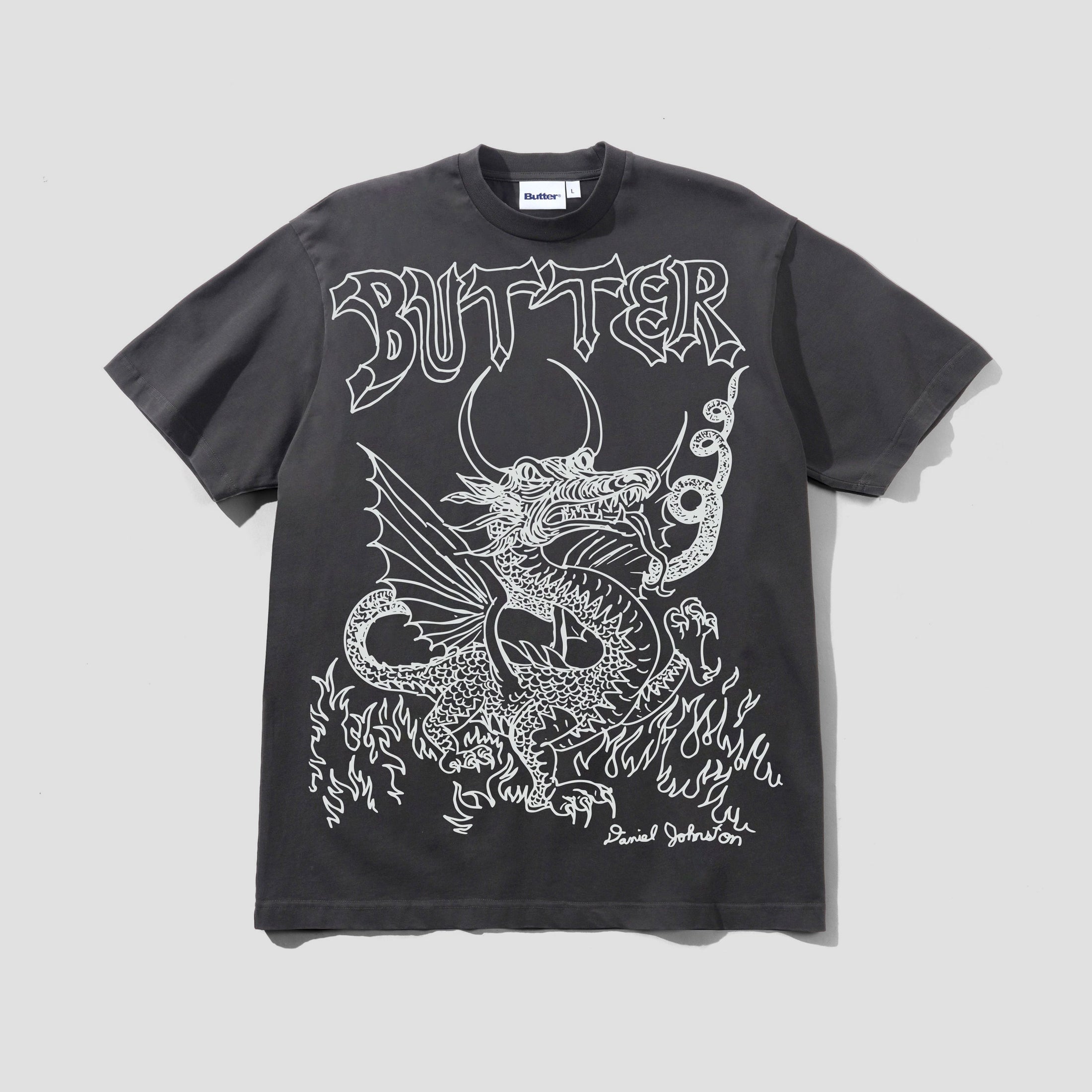 Butter x Daniel Johnston Dragon T-Shirt Washed Black