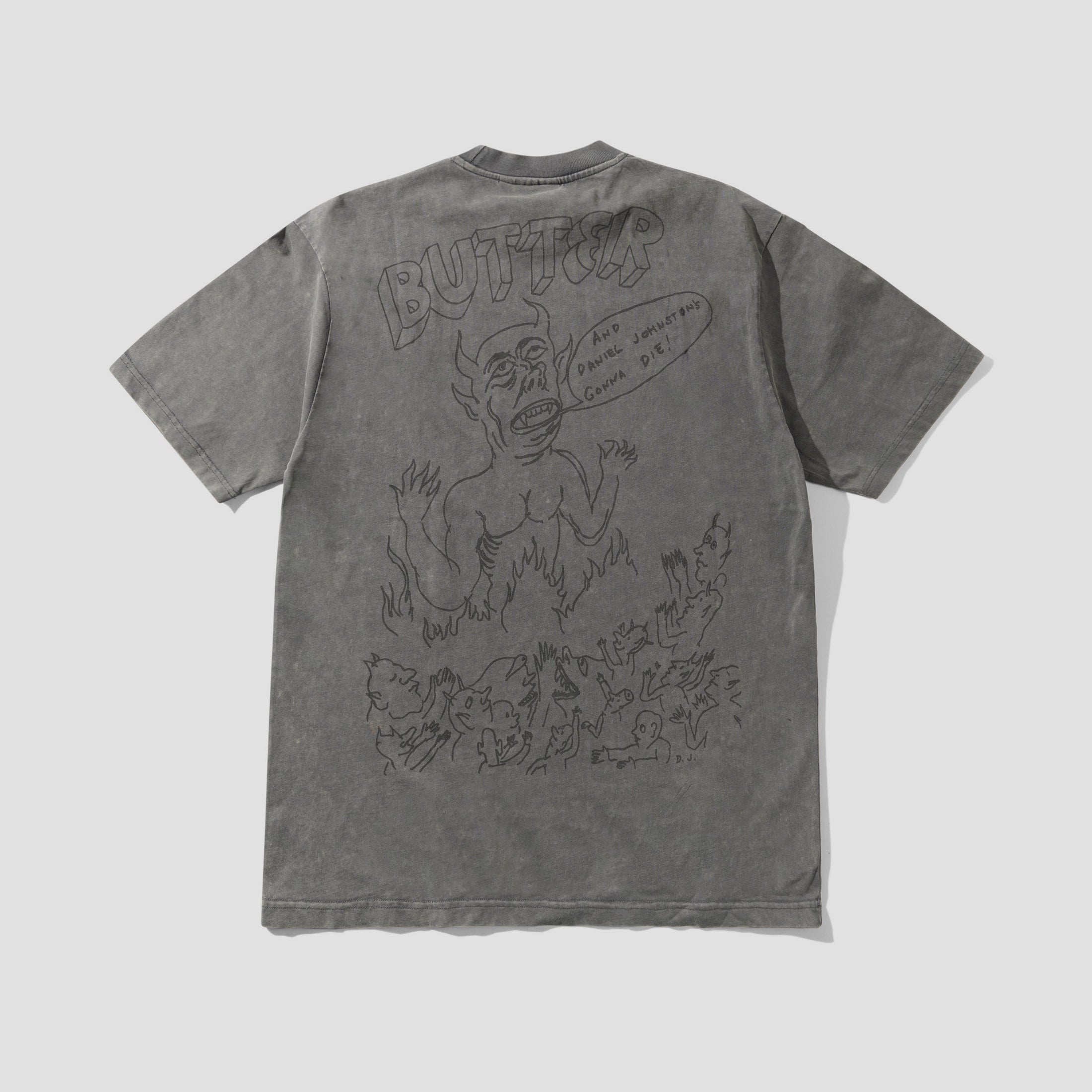 Butter x Daniel Johnston Satan T-Shirt Black Acid Wash