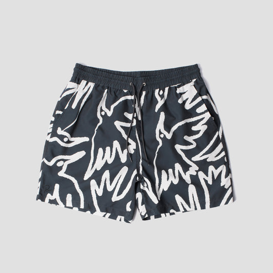 By Parra Birds Fly Free Swim Shorts Black