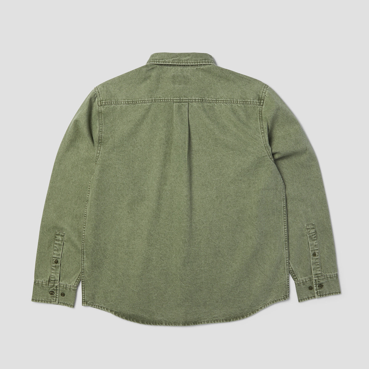 HUF Carson Overdyed Denim Longsleeve Shirt Olive