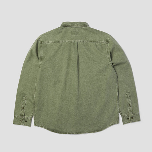 HUF Carson Overdyed Denim Longsleeve Shirt Olive