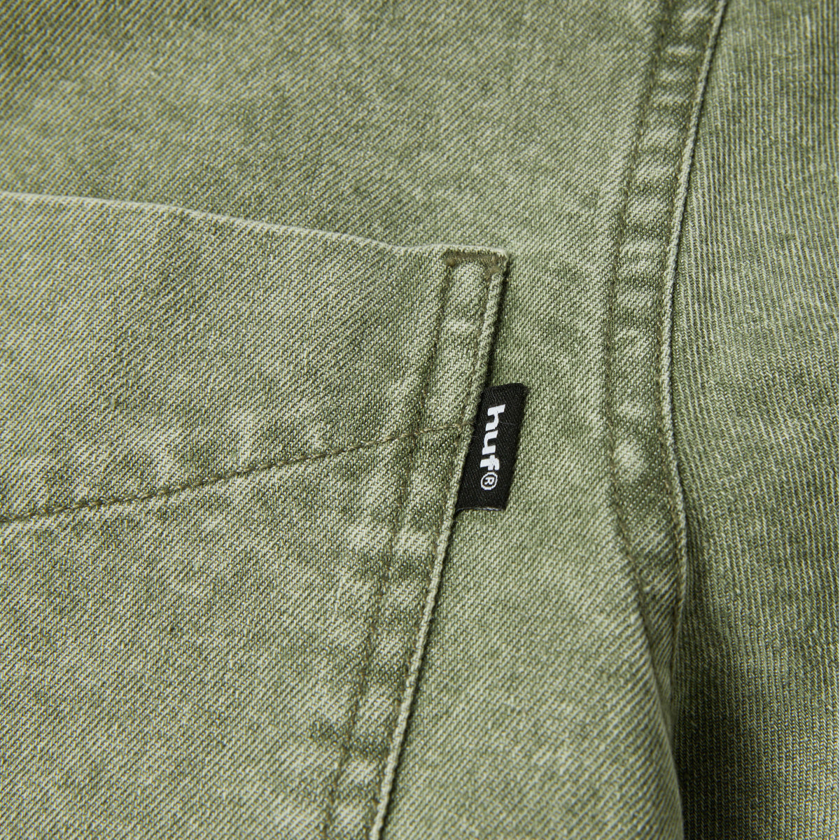 HUF Carson Overdyed Denim Longsleeve Shirt Olive
