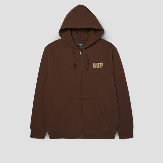 HUF Classic Logo Full Zip Hoodie Chocolate