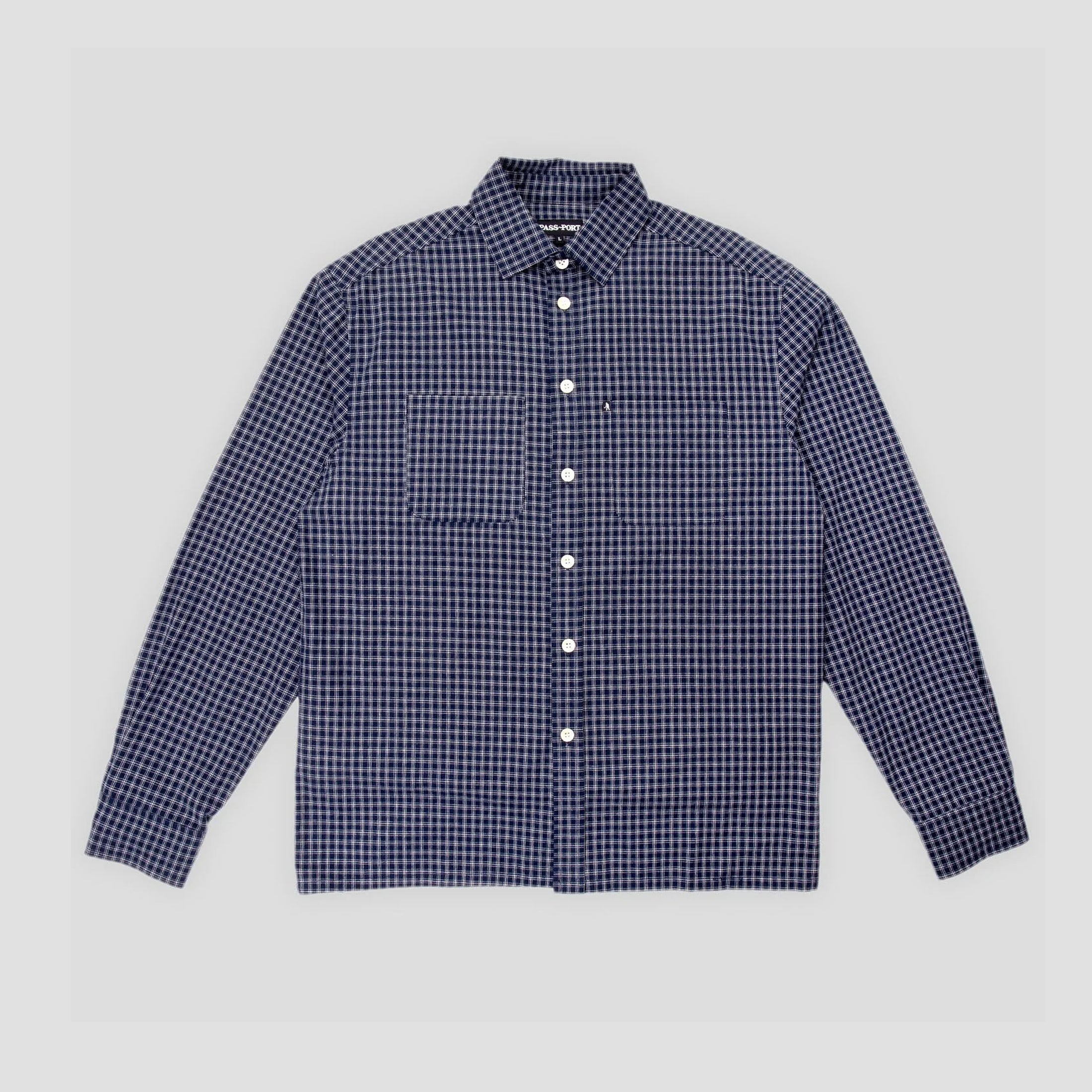 Passport Workers Check Longsleeve Shirt Navy