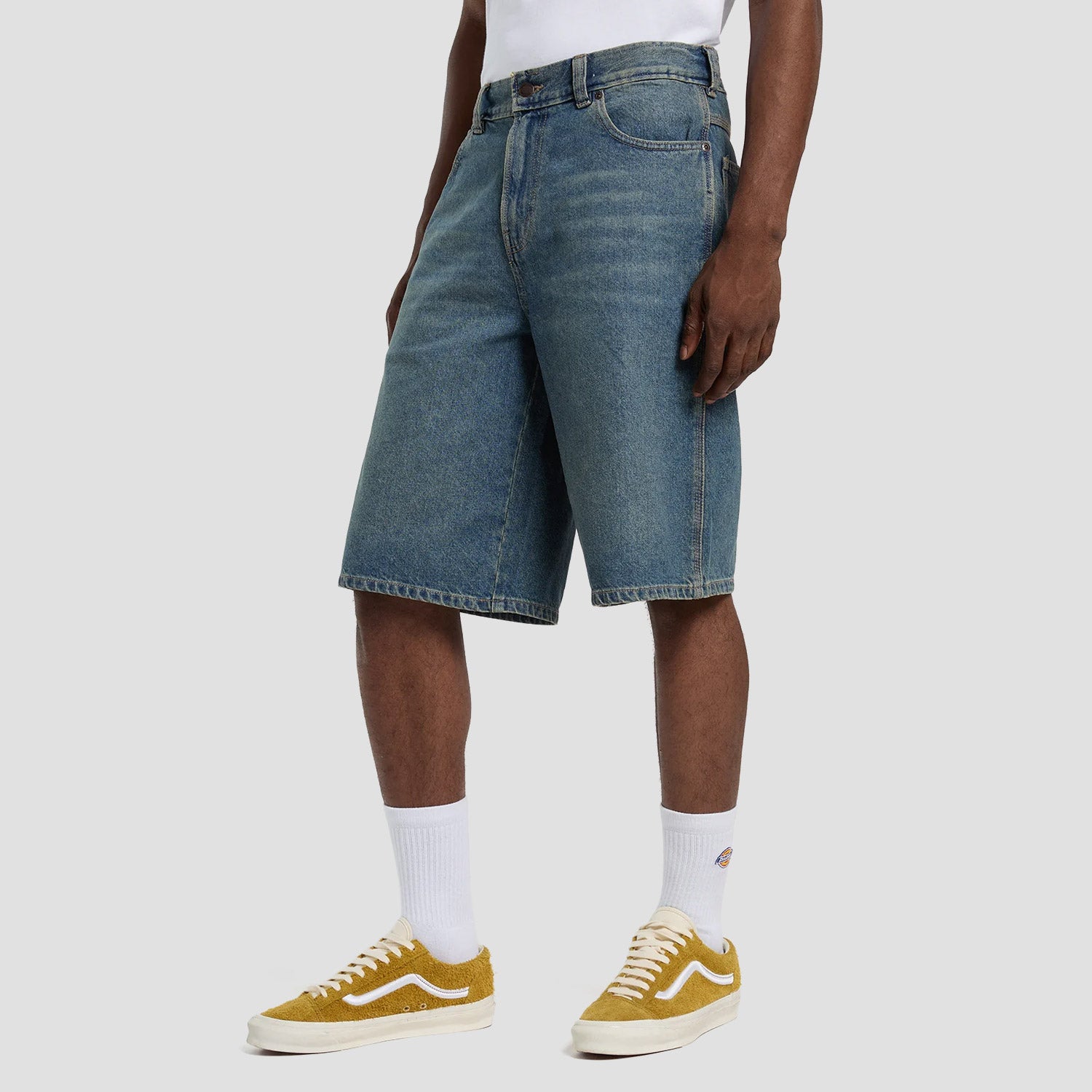 Dickies 958 13 Inch Loose Short Jeans Khaki Tinted Blue