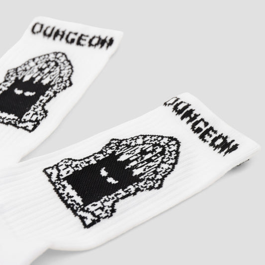 Dungeon Portcullis Woven Socks White