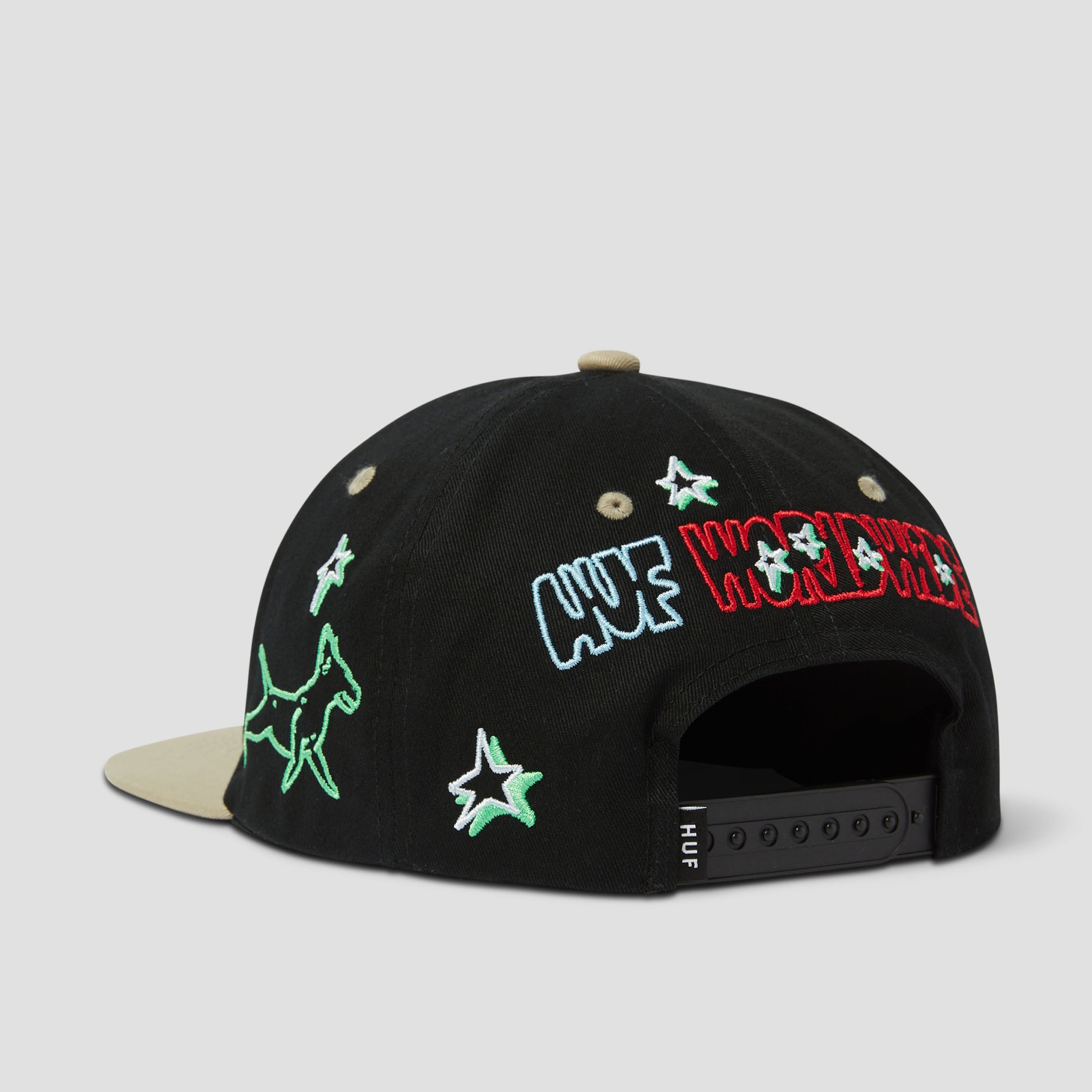 HUF Fetch 6 Panel Snapback Cap Black