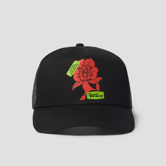 HUF Flower District Trucker Hat Black