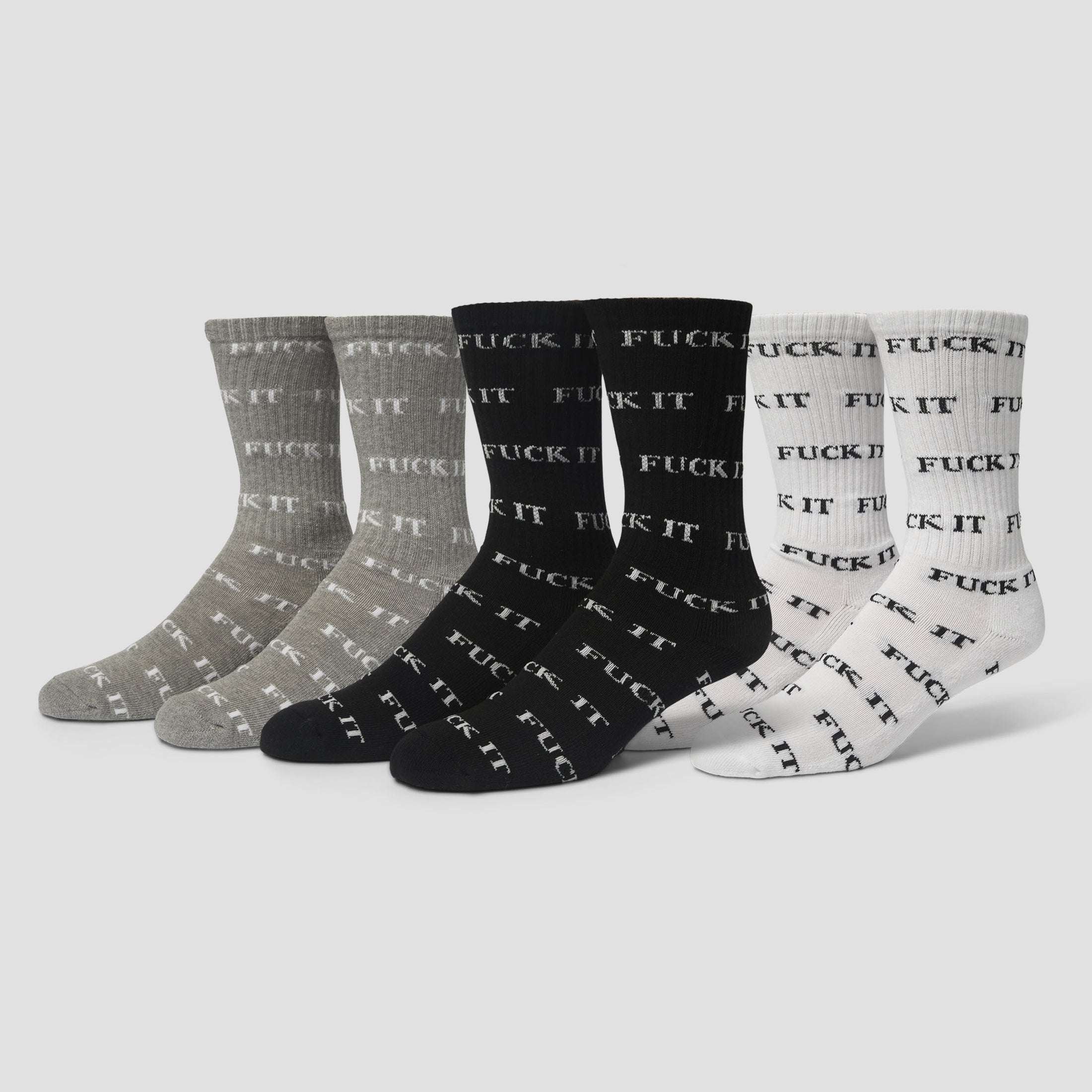 HUF Fuck It 3 Pack Socks White / Black / Heather