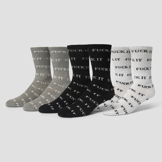 HUF Fuck It 3 Pack Socks White / Black / Heather