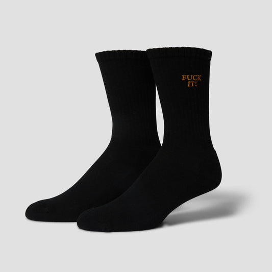 HUF Fuck It Embroidered Sock Black / Gold