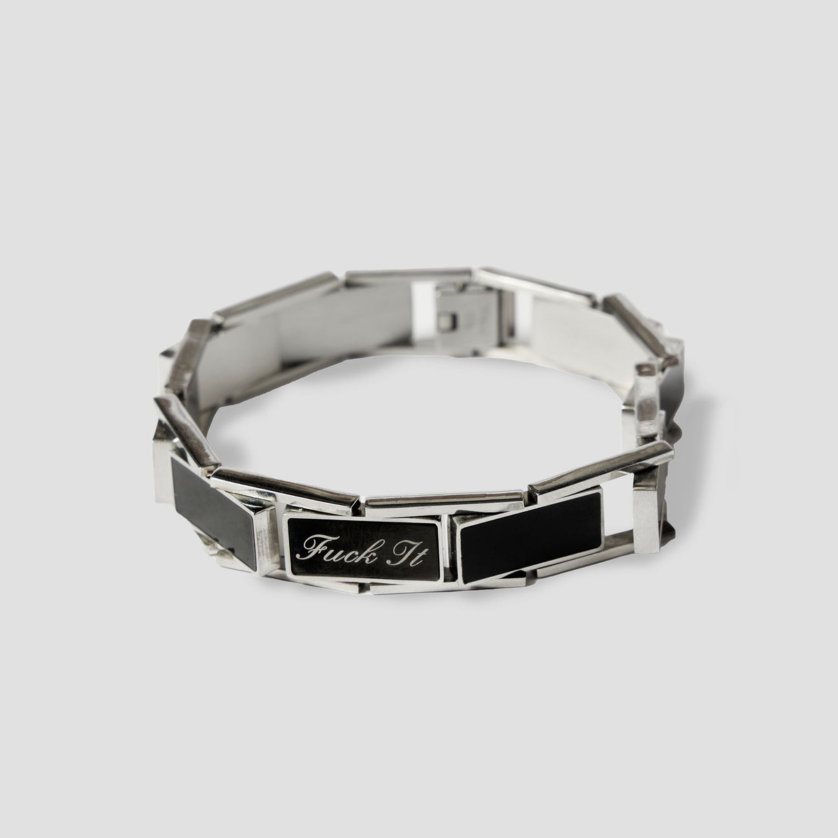 HUF Fuck It Enamel Link Bracelet Silver