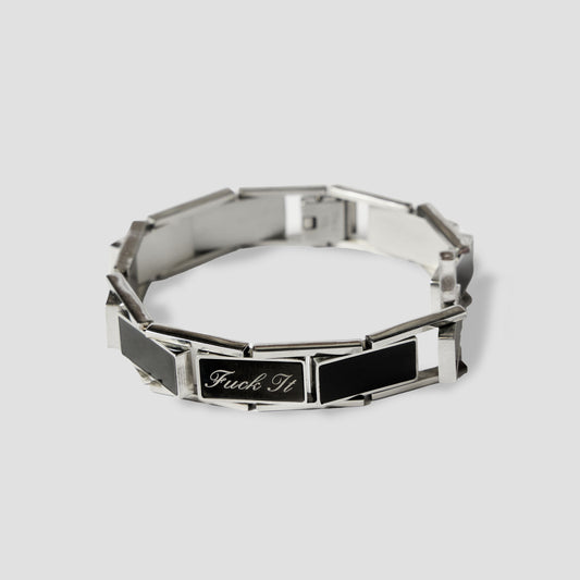 HUF Fuck It Enamel Link Bracelet Silver