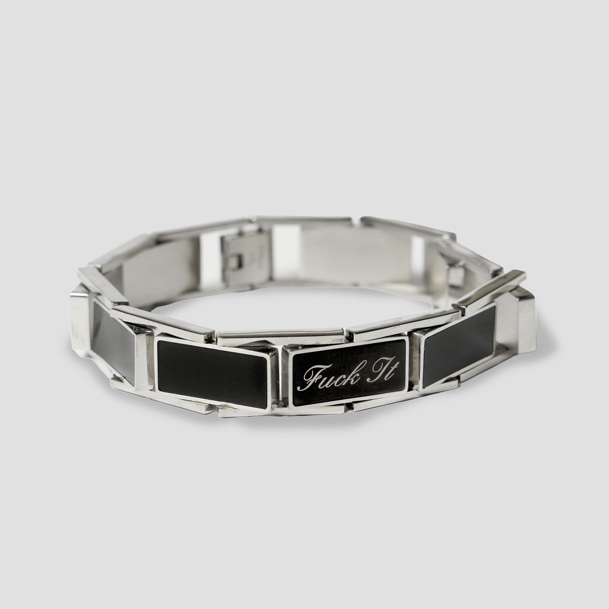 HUF Fuck It Enamel Link Bracelet Silver