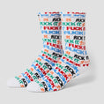 Load image into Gallery viewer, HUF Fuck It Flyer Sock White
