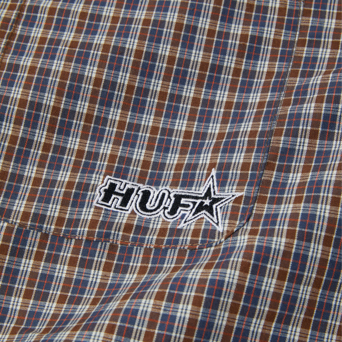 HUF Galaxy Plaid Shortsleeve Woven Top Dark Brown