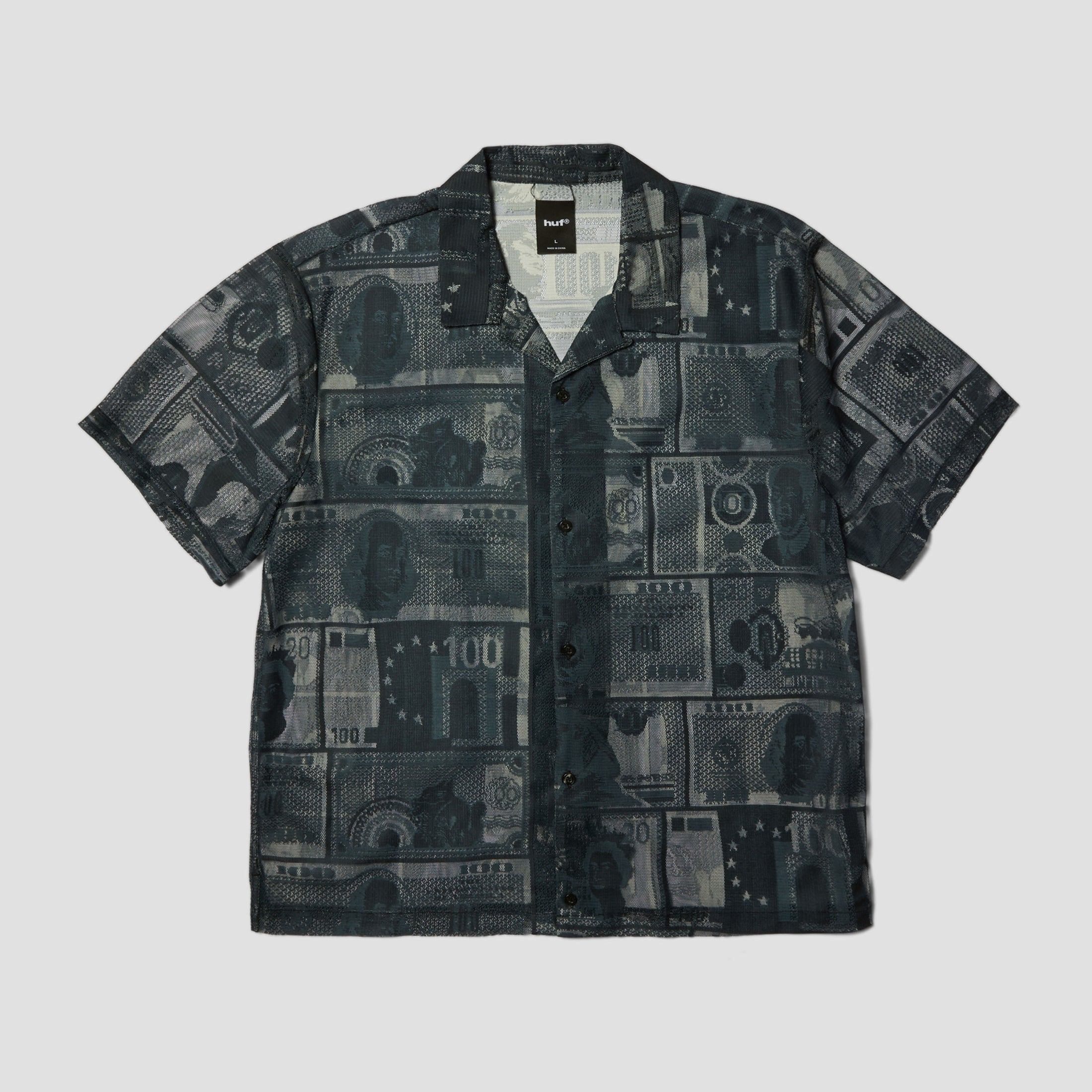 HUF Global Currency Shortsleeve Lace Shirt Black
