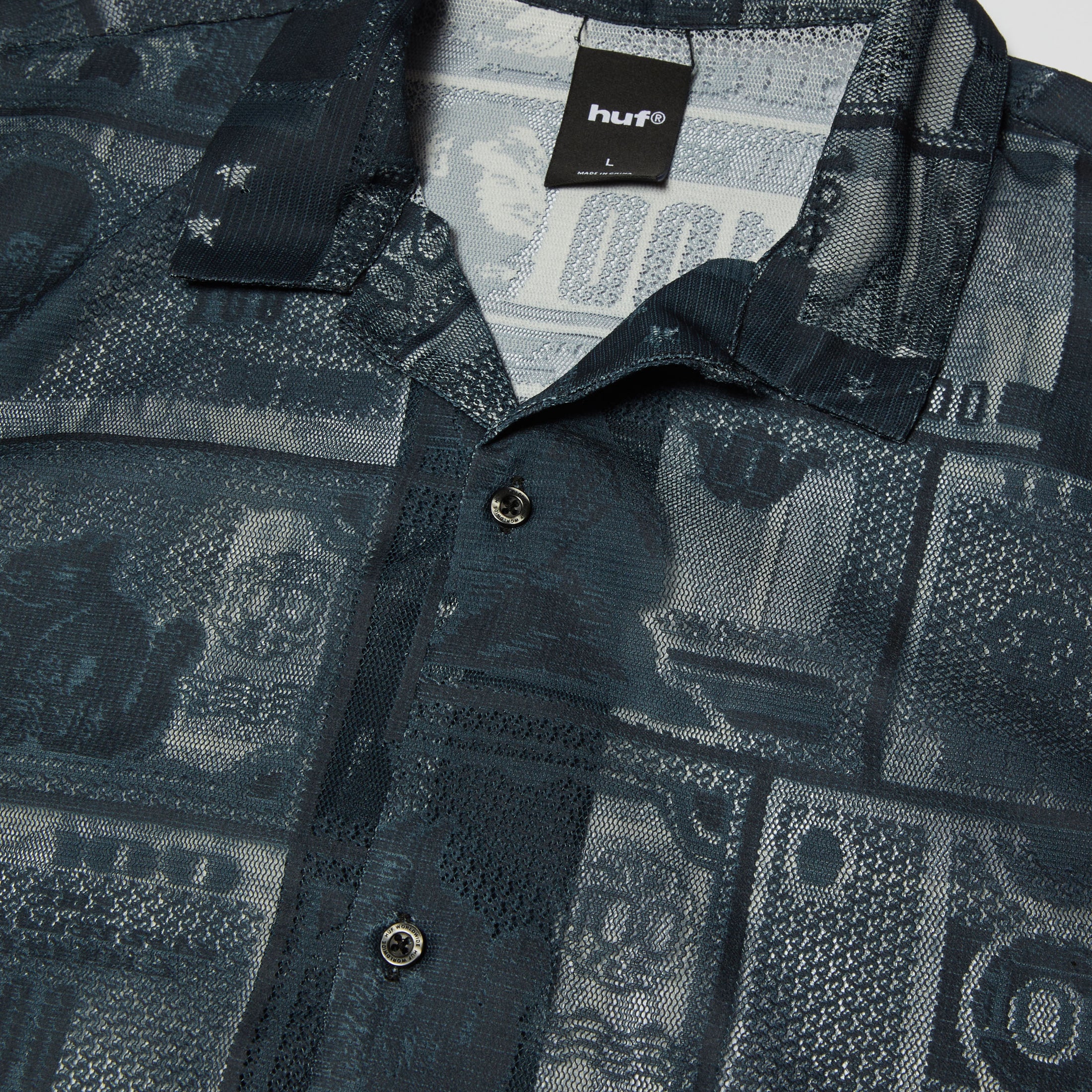 HUF Global Currency Shortsleeve Lace Shirt Black