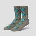 Load image into Gallery viewer, HUF Green Buddy Crew Sock Heather Grey
