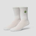 Load image into Gallery viewer, HUF Green Buddy Embroidered Sock White
