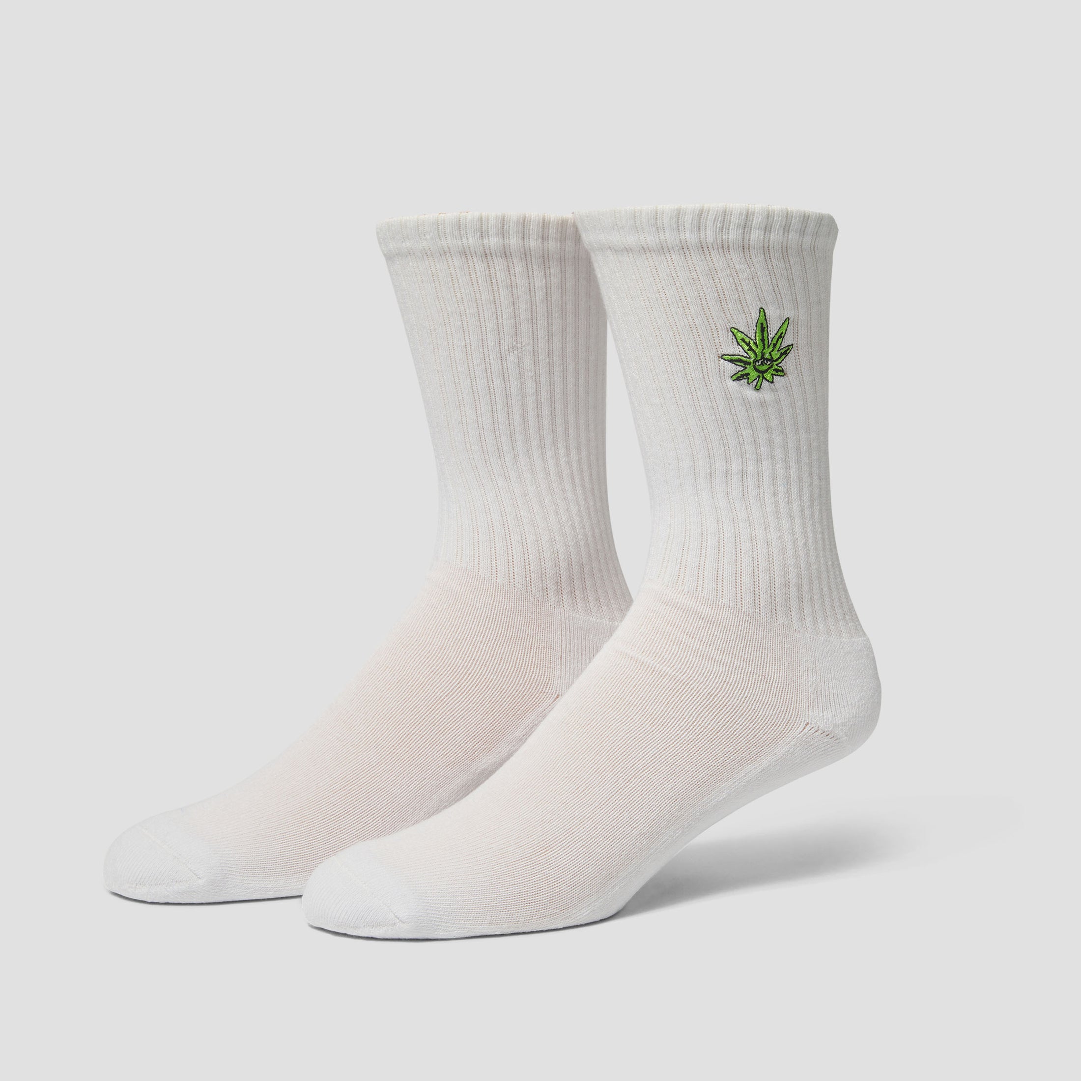 HUF Green Buddy Embroidered Sock White