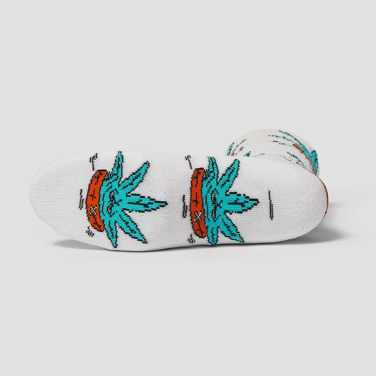 HUF Green Buddy Floatie Sock White