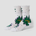 Load image into Gallery viewer, HUF Green Buddy Hypnosis Sock White
