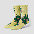 Load image into Gallery viewer, HUF Green Buddy Hypnosis Sock Yellow
