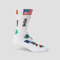 Load image into Gallery viewer, HUF Green Buddy Tourist Sock White
