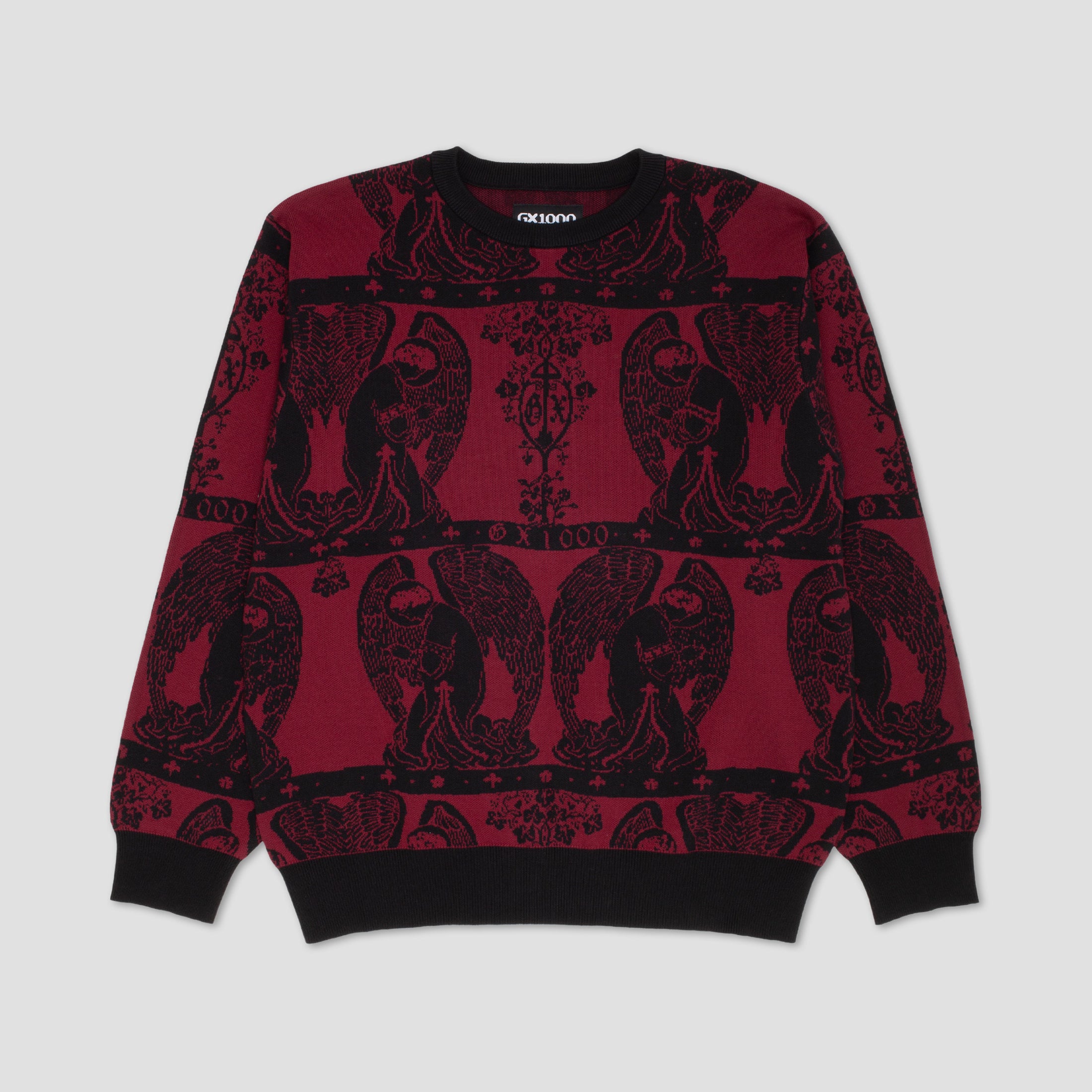 GX1000 Jacquard Knit Angel Sweater Black / Maroon