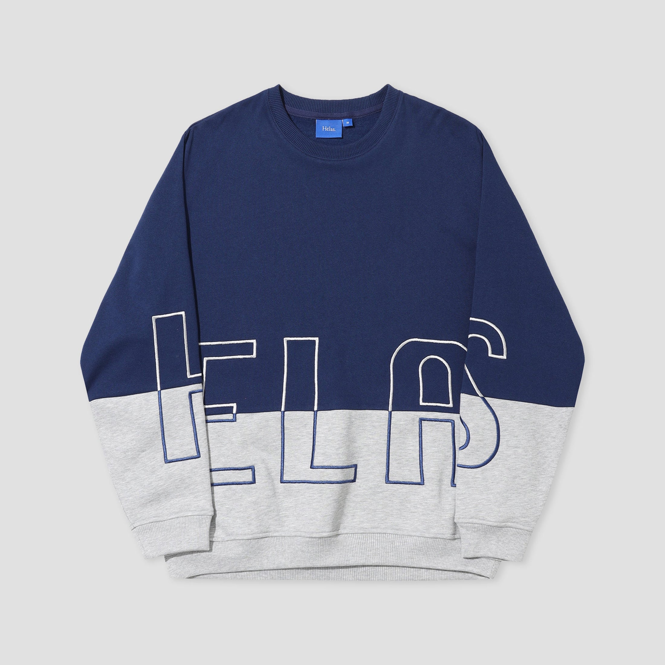 Helas Negative Crewneck Heather Grey/Navy
