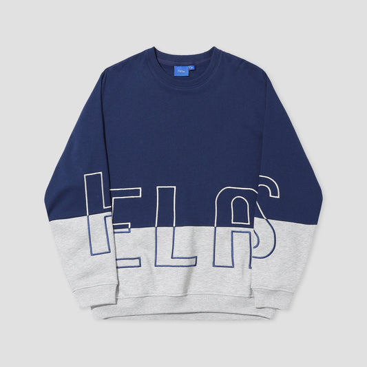 Helas Negative Crewneck Heather Grey/Navy