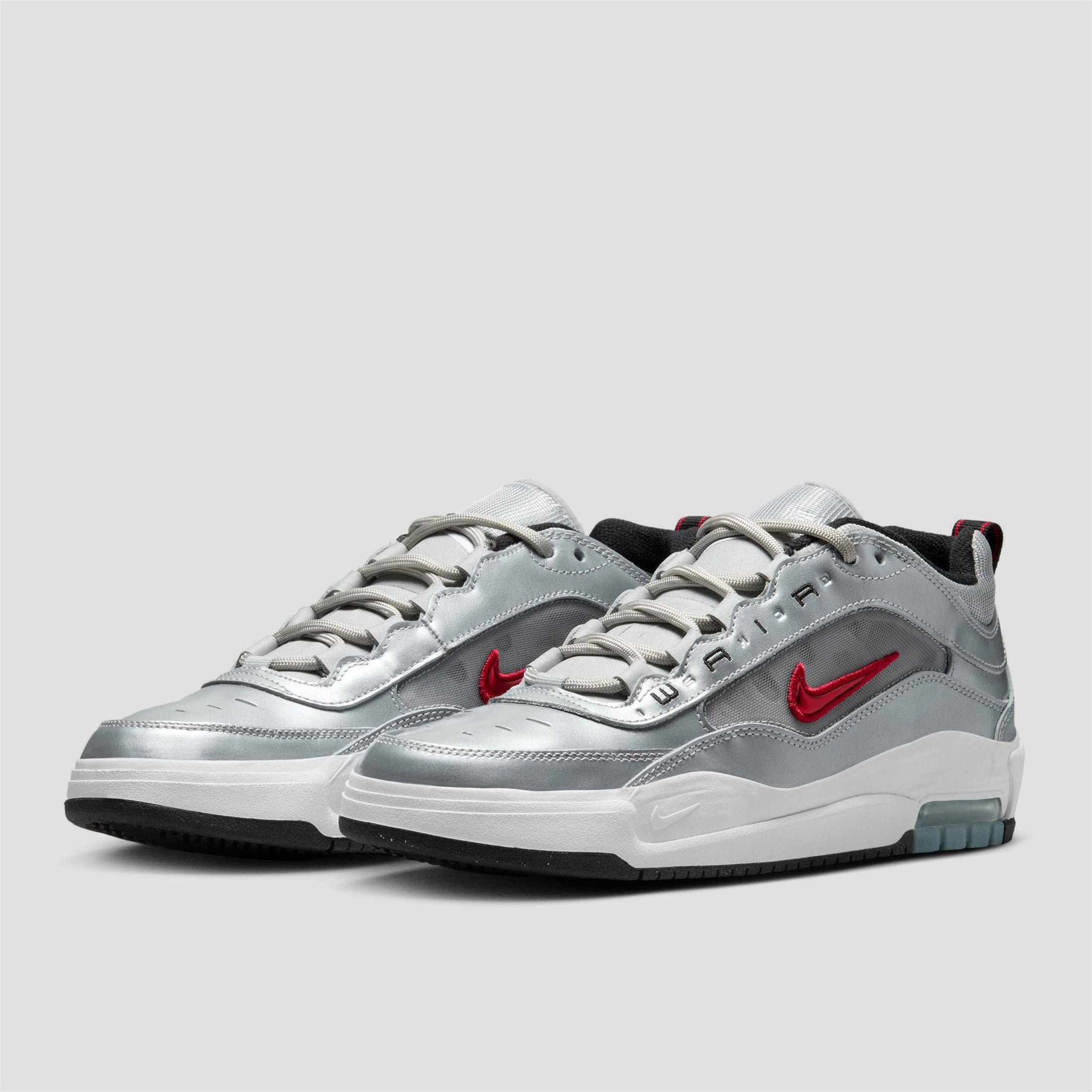 Nike SB Air Max Ishod Premium Skate Shoes Metallic Silver / Varsity Red