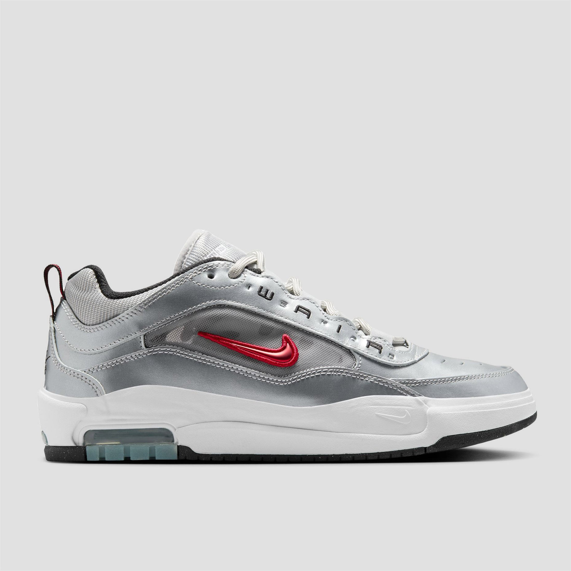 Nike SB Air Max Ishod Premium Skate Shoes Metallic Silver Varsity Red