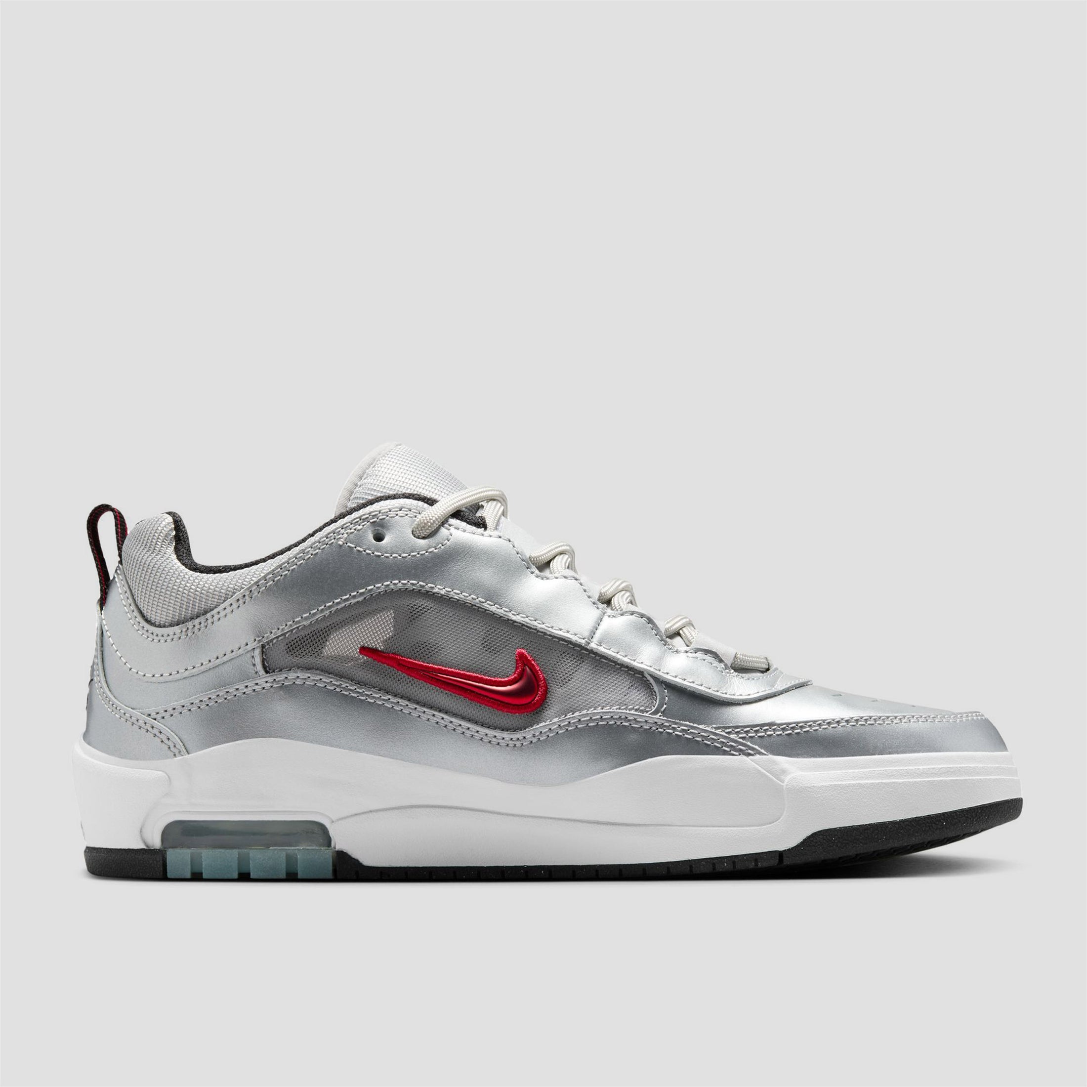 Nike SB Air Max Ishod Premium Skate Shoes Metallic Silver / Varsity Red