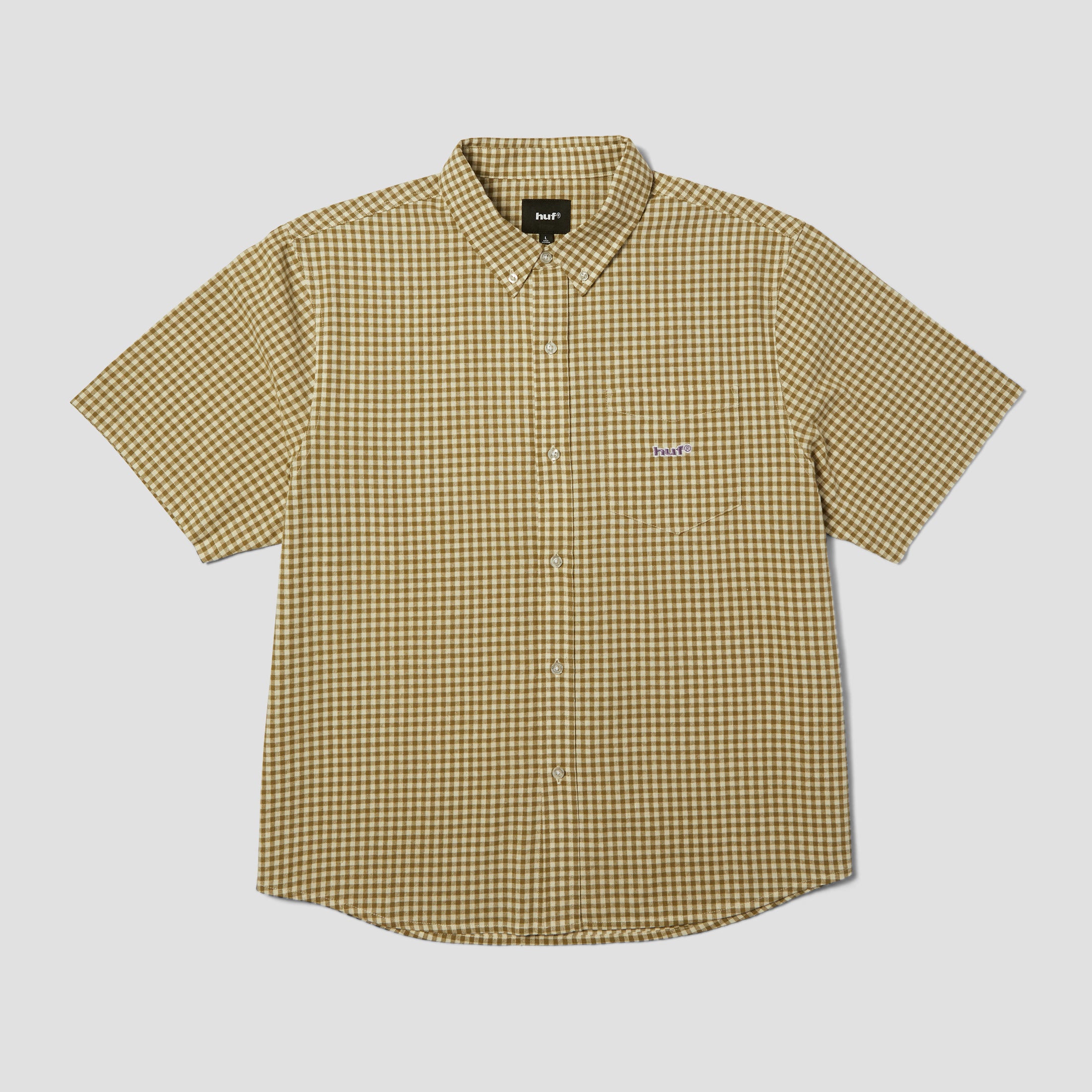 HUF 89 Micro Gingham Shortsleeve Oxford Shirt Natural
