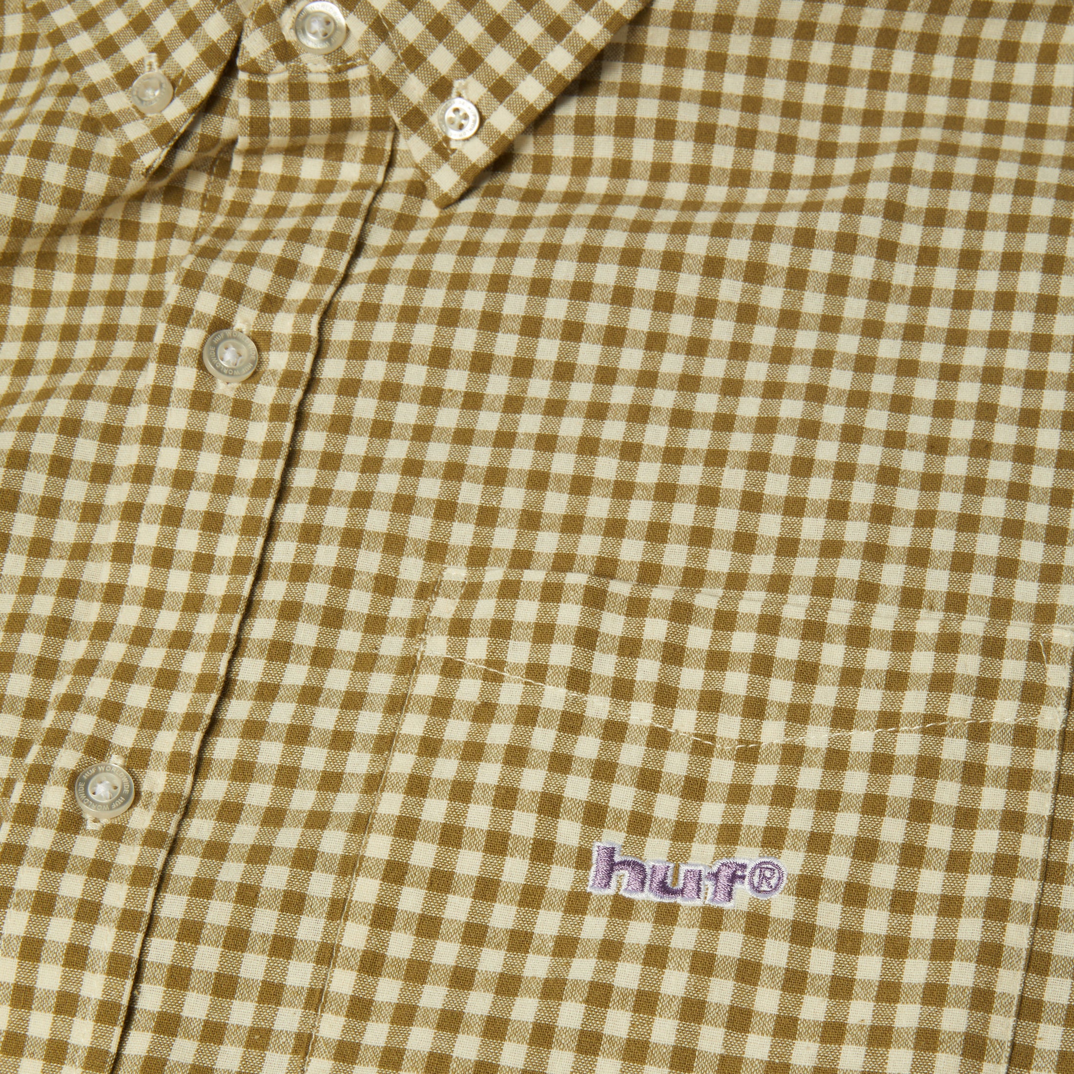 HUF 89 Micro Gingham Shortsleeve Oxford Shirt Natural