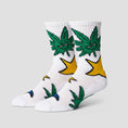 Load image into Gallery viewer, HUF Green Buddy Star Sign Sock White
