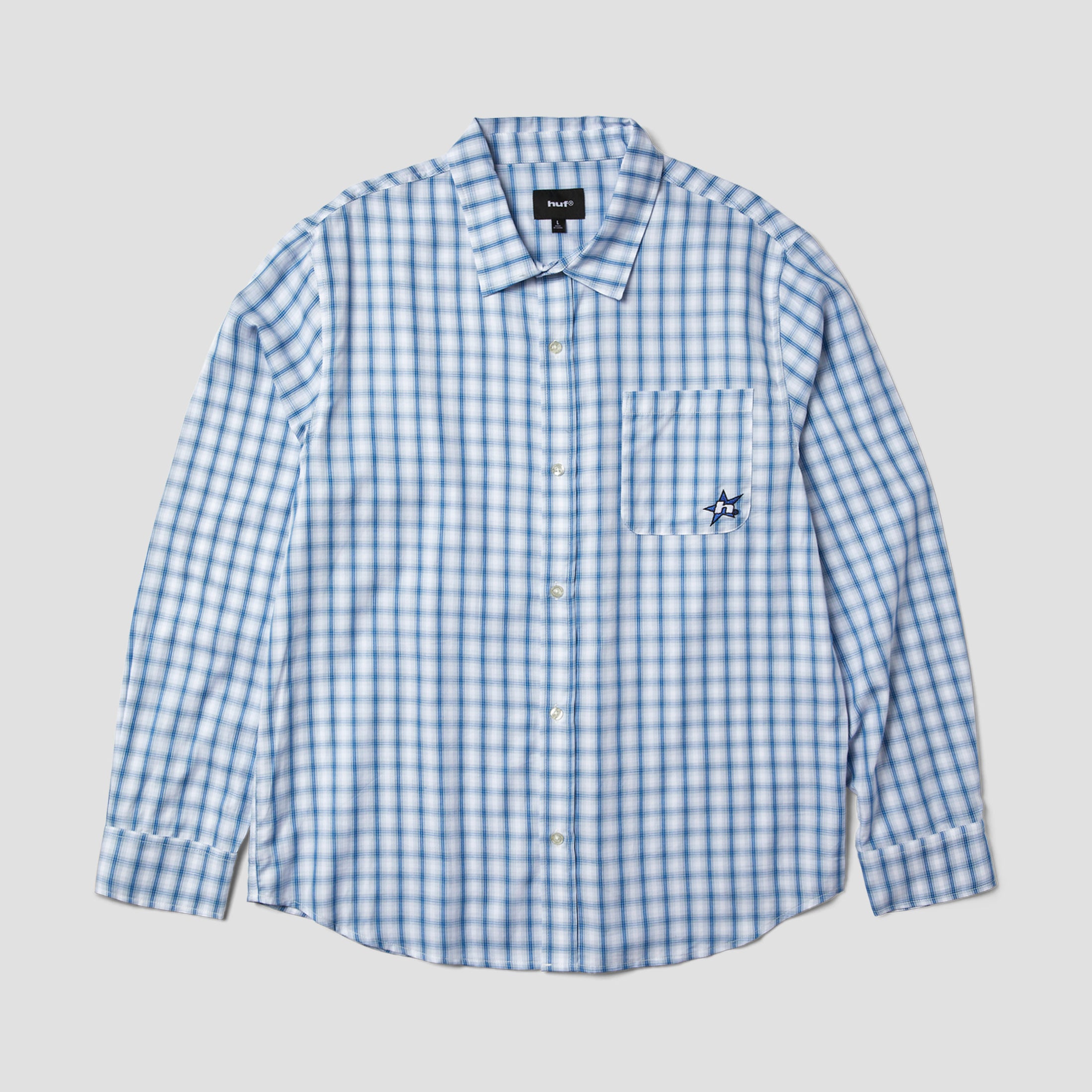 HUF H Star Longsleeve Plaid Shirt Light Blue
