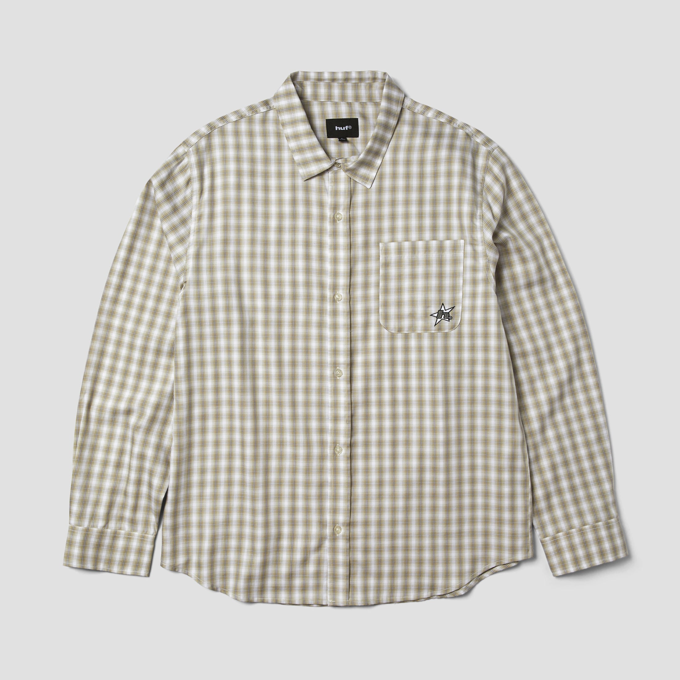 HUF H Star Longsleeve Plaid Shirt Putty