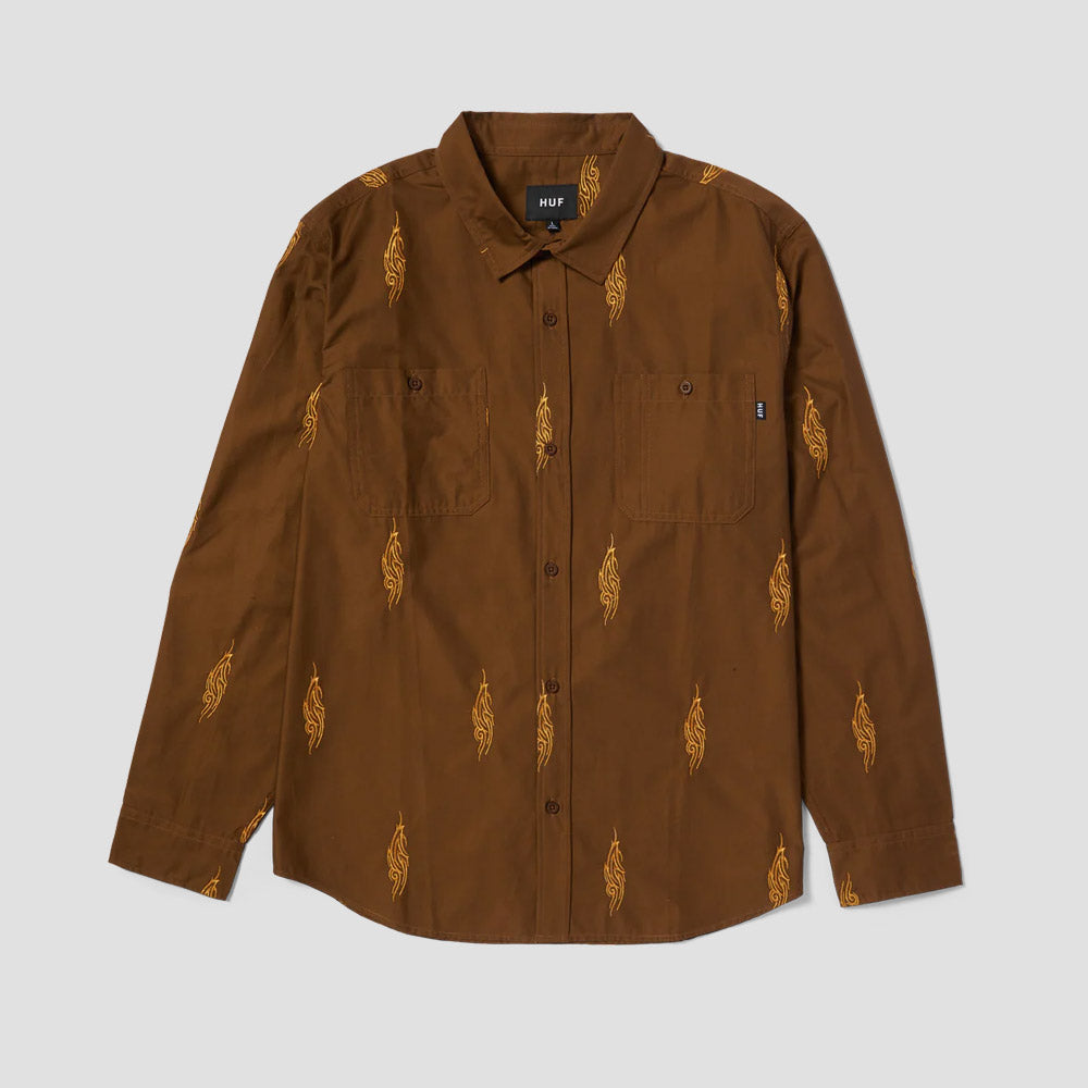 HUF Larkin Embroidered Work Shirt Bison