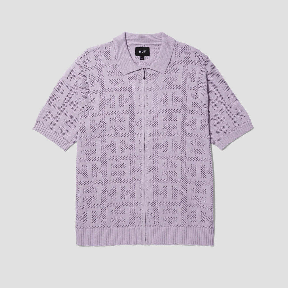 HUF Monogram Jacquard Zip Sweater Lavender