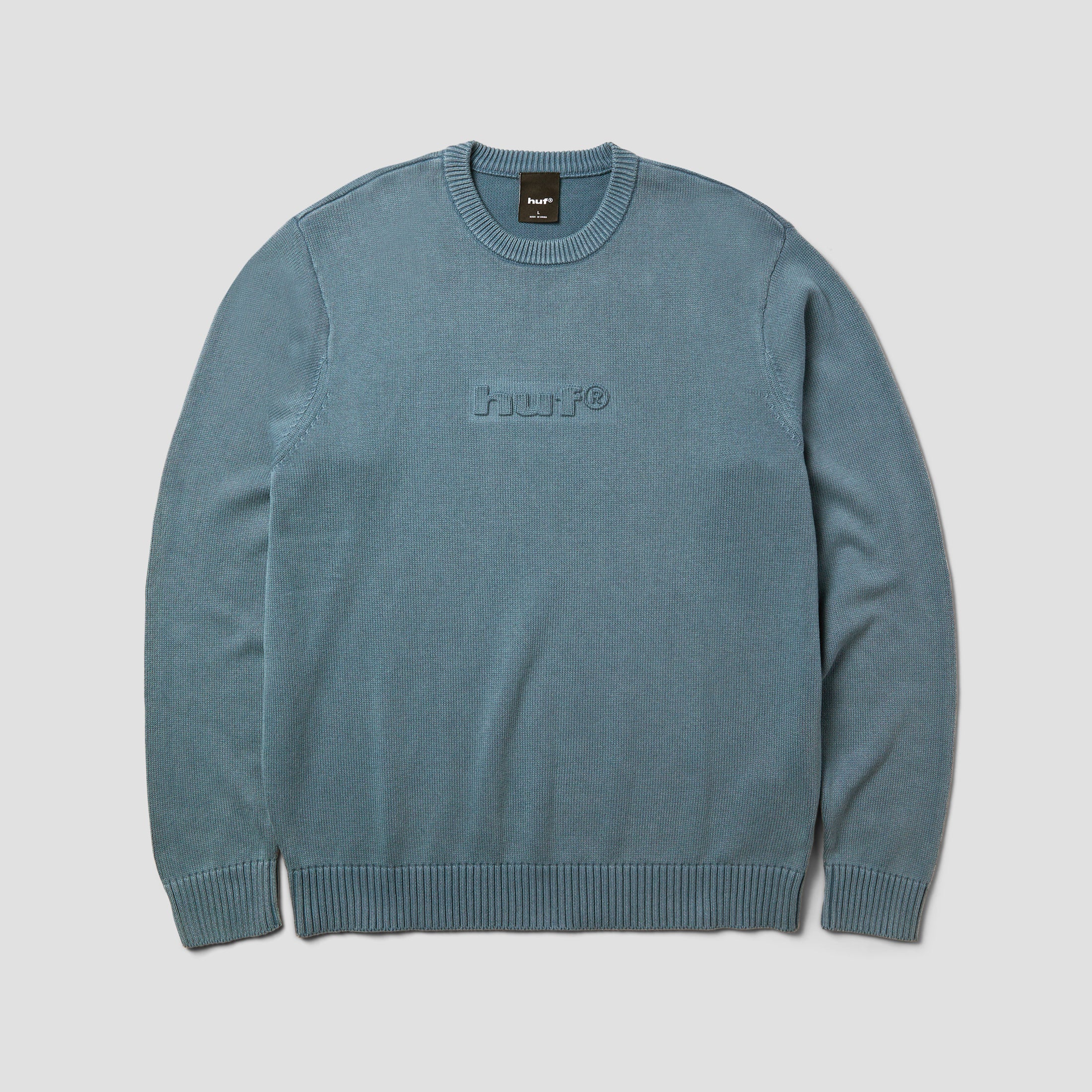 HUF Pacific Wash Embossed Crewneck Blue