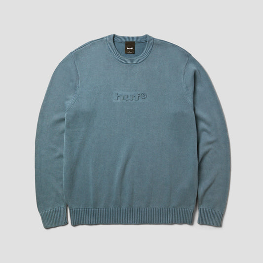 HUF Pacific Wash Embossed Crewneck Blue