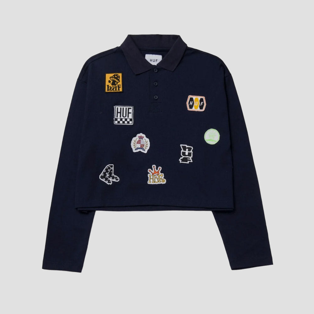 HUF Patches Longsleeve Crop Polo Navy
