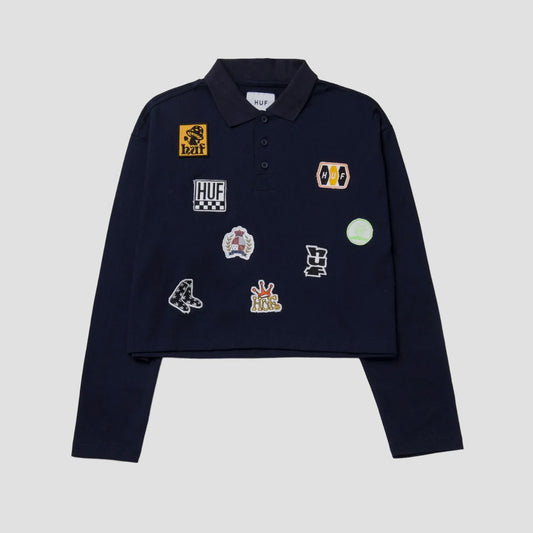 HUF Patches Longsleeve Crop Polo Navy