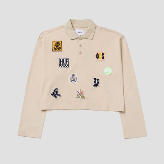 HUF Patches Longsleeve Crop Polo Stone