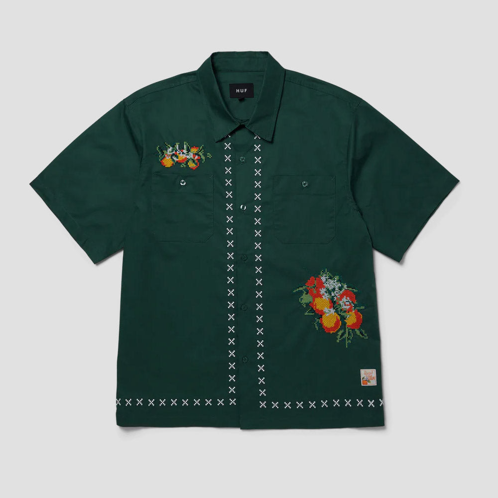 HUF Pomona Shortsleeve Work Shirt Forest Green