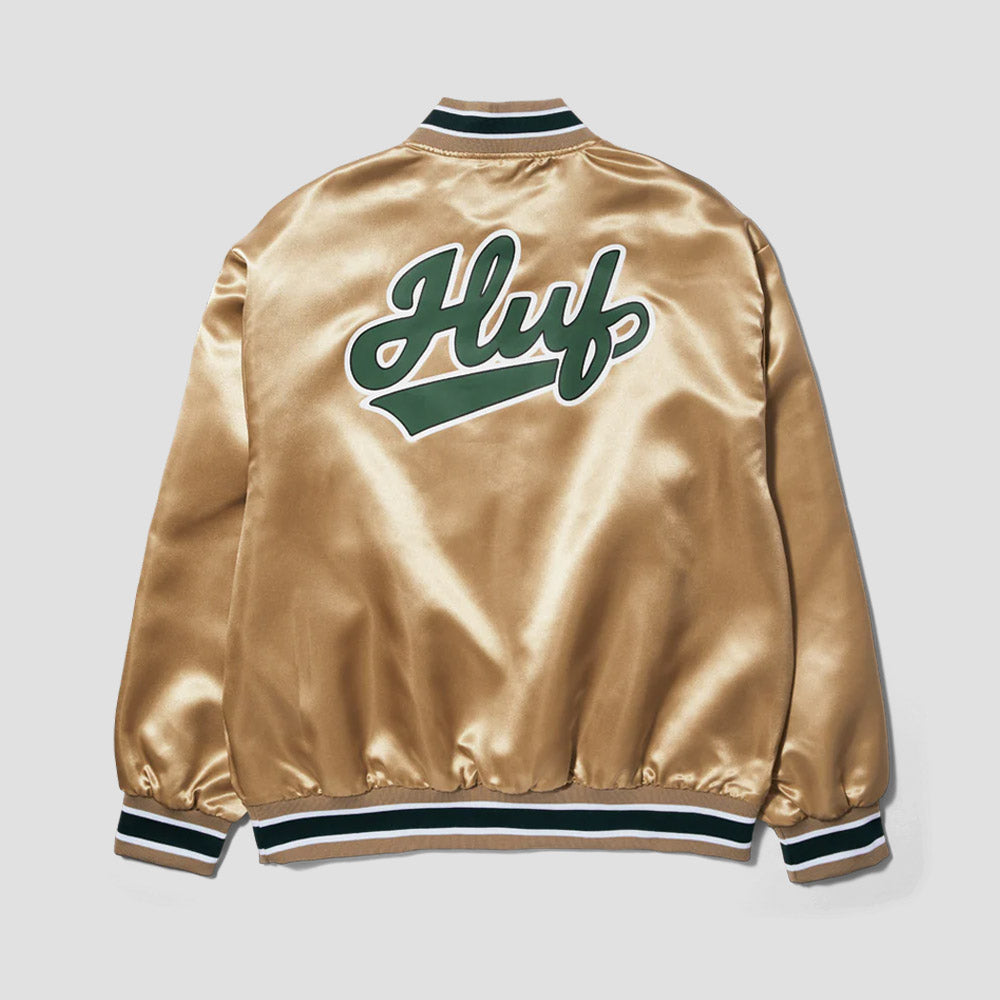 HUF Pop Fly Satin Baseball Jacket Tan